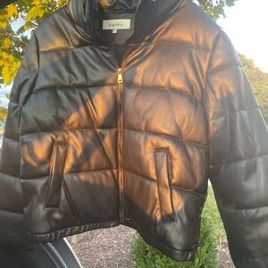 Sebby Black Non Leather Puffer Jacket for Women